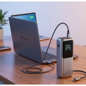 20000mAh 100W Fast Charging Power Bank with Built-in USB-C Cable