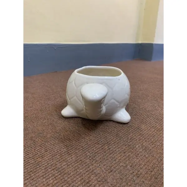 5 Inch Ceramic White Turtle Shape Flower Pot For Indoor Outdoor - Image 4