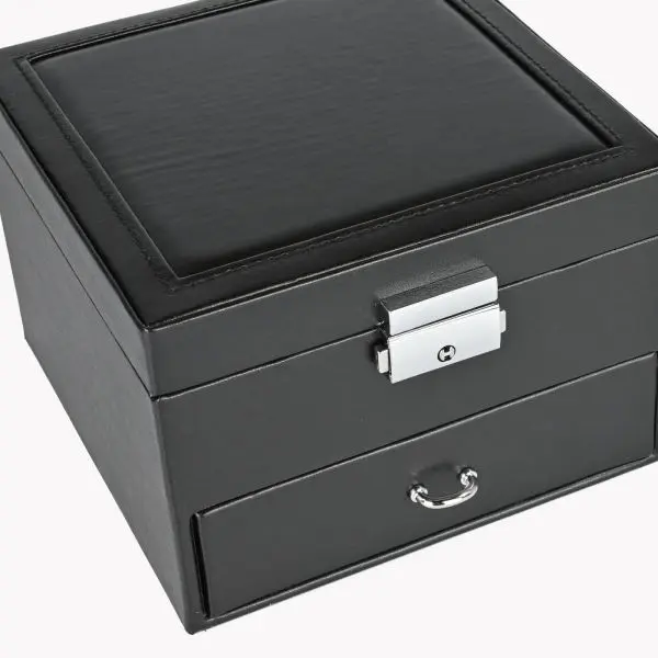 Leather Drawer Jewelry Storage Velvet Tray Storage Box - Image 5