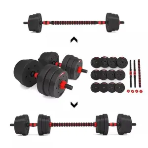 20kg Dumbbell Adjustable Set Pvc + Barbell Connector ( 2 in 1)