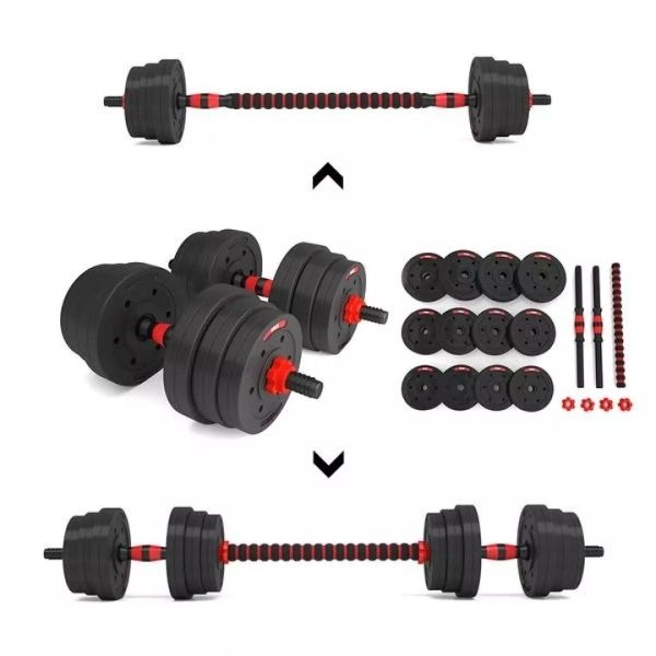 20kg Dumbbell Adjustable Set Pvc + Barbell Connector ( 2 in 1) - Kinaun ...