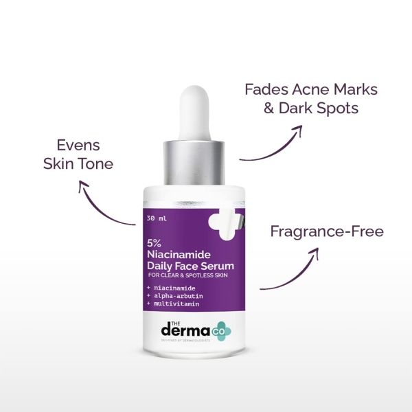 The Derma Co 5% Niacinamide Daily Face Serum with Alpha Arbutin & Multivitamin for Clear & Spotless Skin - 30ml - Image 3