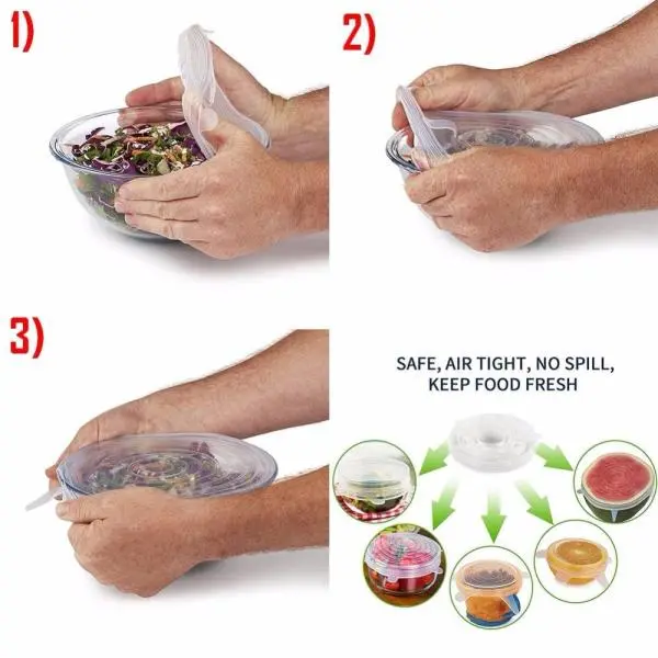 6Pcs/Set Perfect Seal Silicone Super Stretch Lids - Image 2