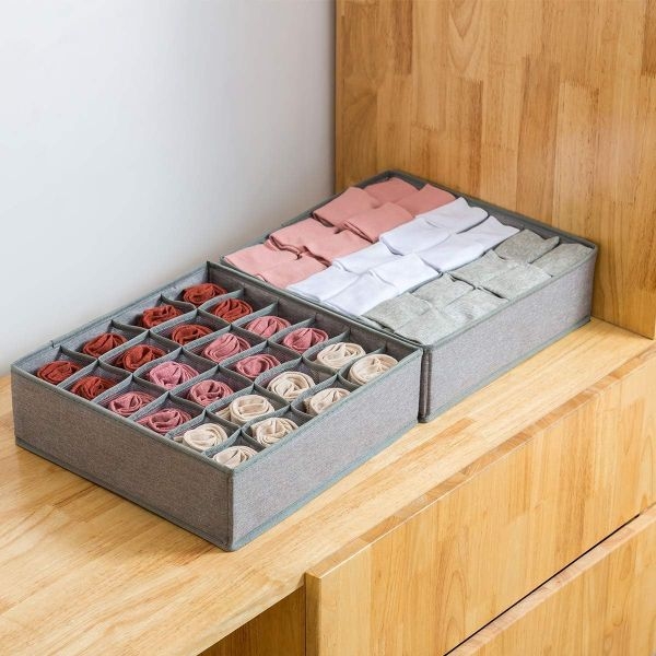24 Grid Compartments Foldable Closet Organizer Storage Boxes for Socks/Lingerie/Underwear - Image 4