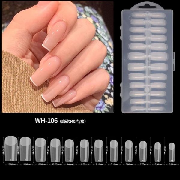 240pcs Box Transparent Matte Full Cover Nail Tips for Professionals Acrylic UV Gel Manicure Tip Nail French Nail Piece Finished Poly Gel 120pcs Box Nail Salon Beauty Tool - Image 2