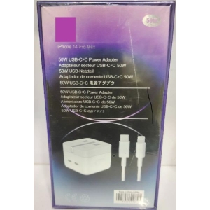 50W Dual USB-C Port Uk Pin Charger With TC To Ip Cable