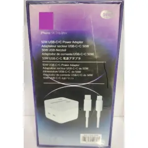 50W Dual USB-C Port Uk Pin Charger With TC To Ip Cable