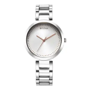 Titan Workwear Quartz Analog Silver Dial Silver Stainless Steel Strap Watch for Women