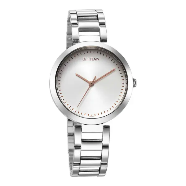 Titan Workwear Quartz Analog Silver Dial Silver Stainless Steel Strap Watch for Women - Image 3