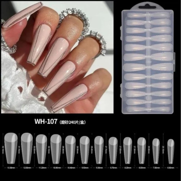 240pcs Box Transparent Matte Full Cover Nail - Image 2