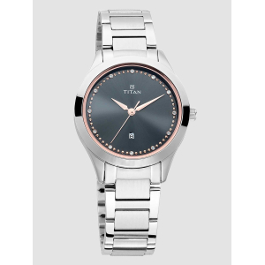 Titan Sparkle Anthracite Dial Analog with Date Stainless Steel Strap Watch for Women