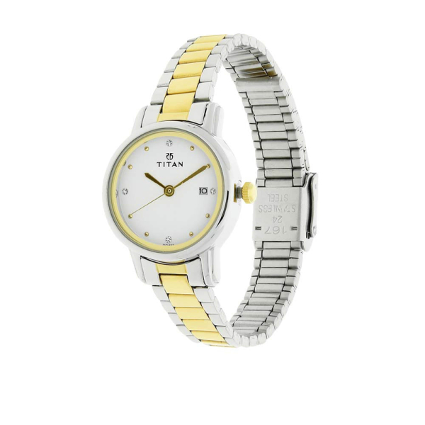Titan Karishma White Dial Analog with Date Stainless Steel Strap watch for Women - Image 2