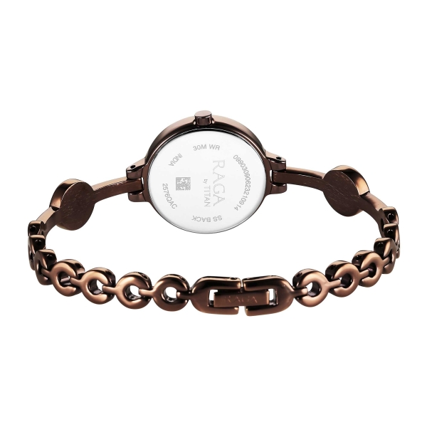 Titan Raga Viva Quartz Analog Rose Gold Dial Brown Metal Strap Watch for Women - Image 5
