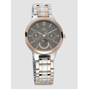Titan Women's Elegance Moonphase Two-Tone Anthracite Dial Watch