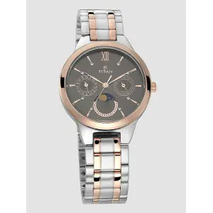Titan Women's Elegance Moonphase Two-Tone Anthracite Dial Watch