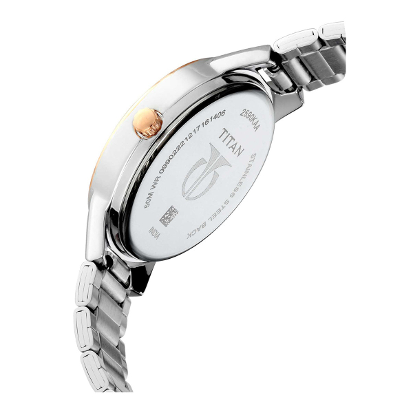 Titan Women's Elegance Moonphase Two-Tone Anthracite Dial Watch - Image 3