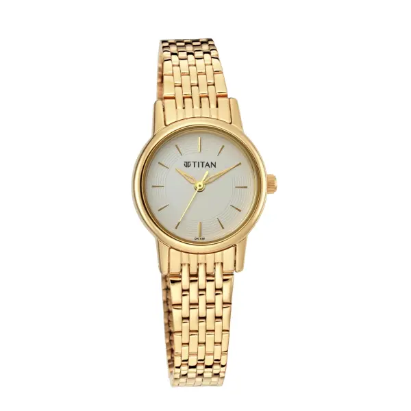 Titan Quartz Analog White Dial Metal Strap Watch for Women - Image 2