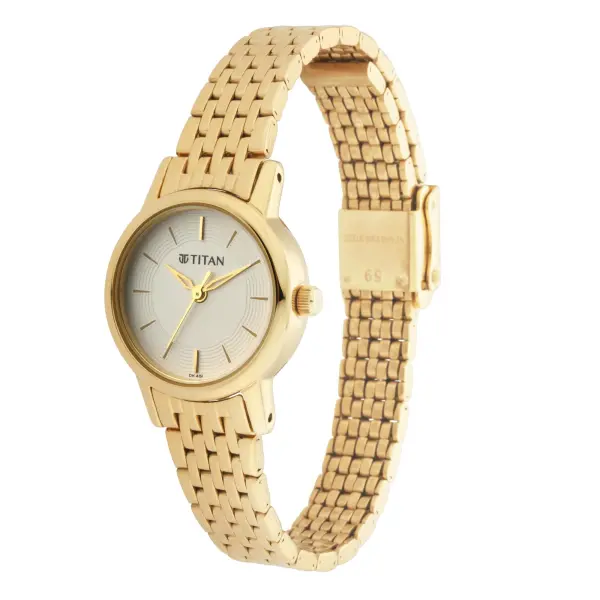 Titan Quartz Analog White Dial Metal Strap Watch for Women - Image 3