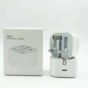 25W 3Pin TC To TC UK/UAE Plug Fast Charger USB-C Adapter For iPh and i-Pad