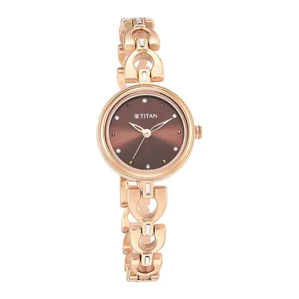 Titan Lagan Brown Dial Analog Metal Strap Watch for Women - Image 2