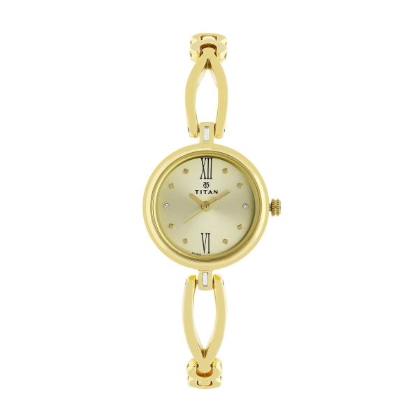Titan Quartz Analog Champagne Dial Metal Strap Watch for Women - Image 2