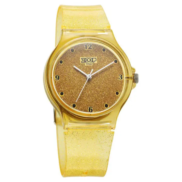 Zoop by Titan Glitter Quartz Alog Yellow Dial Polyurethane Strap Watch for Kids - Image 2