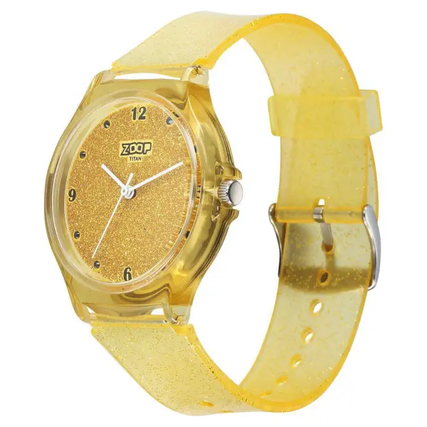 Zoop by Titan Glitter Quartz Alog Yellow Dial Polyurethane Strap Watch for Kids - Image 3