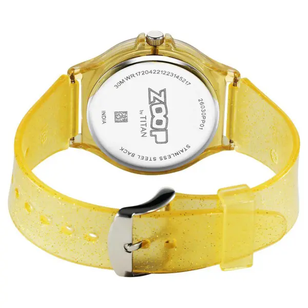 Zoop by Titan Glitter Quartz Alog Yellow Dial Polyurethane Strap Watch for Kids - Image 5