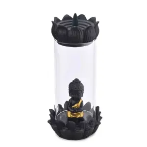 HaridwarDivine Adiyogi Tilak Shivling Glass Smoke Waterfall Fountain Idol | Shivaling Cylinder Glass Backflow Incense Burner with 10 Free Smoke Cones