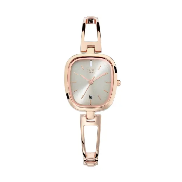 Titan Raga Viva Grey Dial Analog Rose Gold Metal Strap watch for Women - Image 2