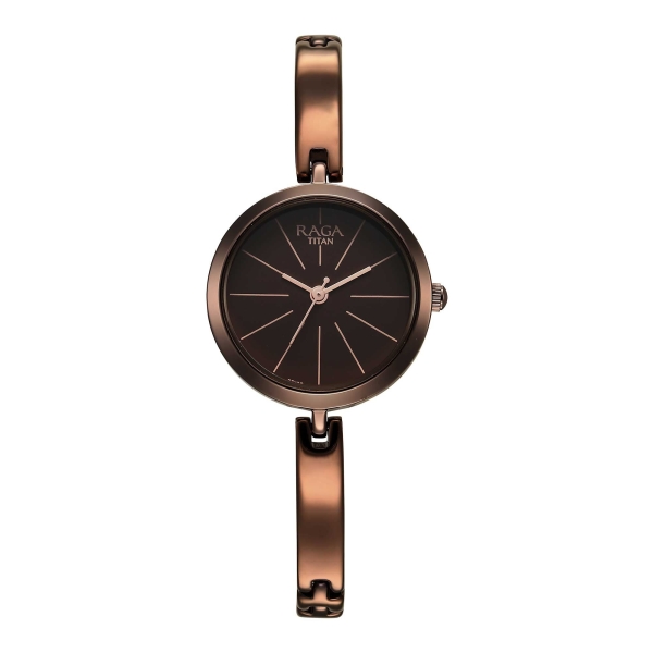 Titan Raga Viva Quartz Analog Brown Dial Brown Metal Strap Watch for Women - Image 2