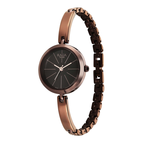 Titan Raga Viva Quartz Analog Brown Dial Brown Metal Strap Watch for Women - Image 4