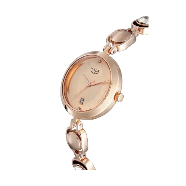 Titan Raga Viva Rose Gold Dial Analog with Date Metal Strap watch for Women - Image 2