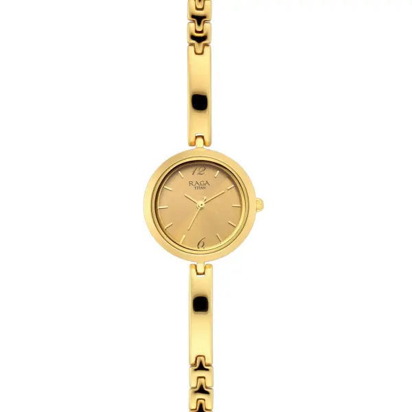 Titan Raga Viva Golden Dial Analog Metal Strap Watch for Women - Image 6