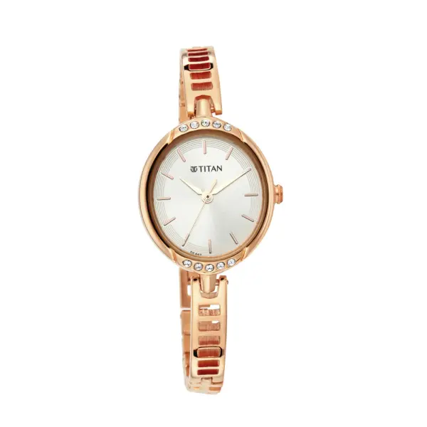 Titan Quartz Analog Silver Dial Metal Strap Watch for Women - Image 2
