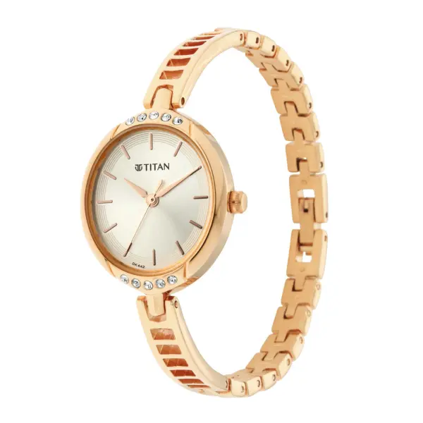 Titan Quartz Analog Silver Dial Metal Strap Watch for Women - Image 3