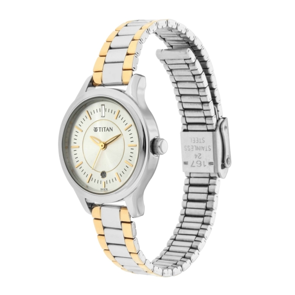 Titan Quartz Analog with Date Silver Dial Metal Strap Watch for Women - Image 3