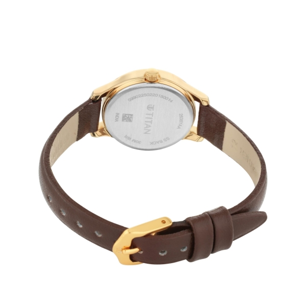 Titan Quartz Analog Black Dial Leather Strap Watch for Women - Image 5