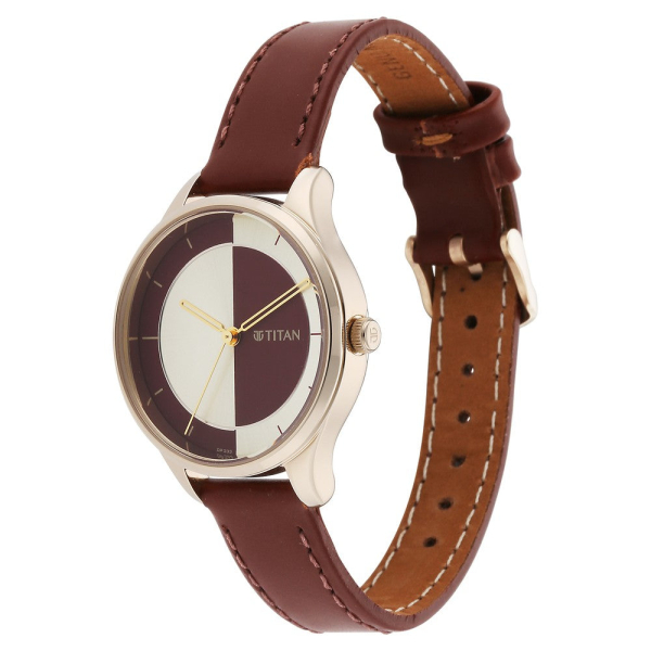 Titan Yin & Yang Red Dial Analog Leather Strap Watch for Women - Image 3
