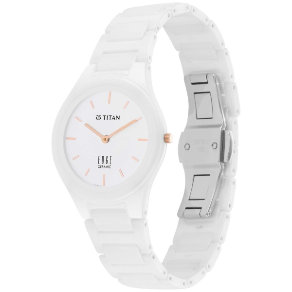 Titan Edge Ceramic Quartz in Arctic White Dial Watch for Women - Image 2