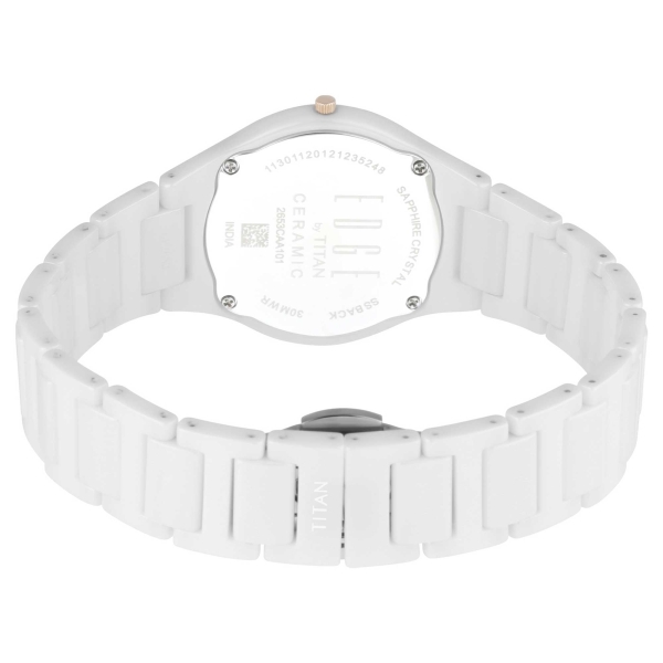 Titan Edge Ceramic Quartz in Arctic White Dial Watch for Women - Image 4