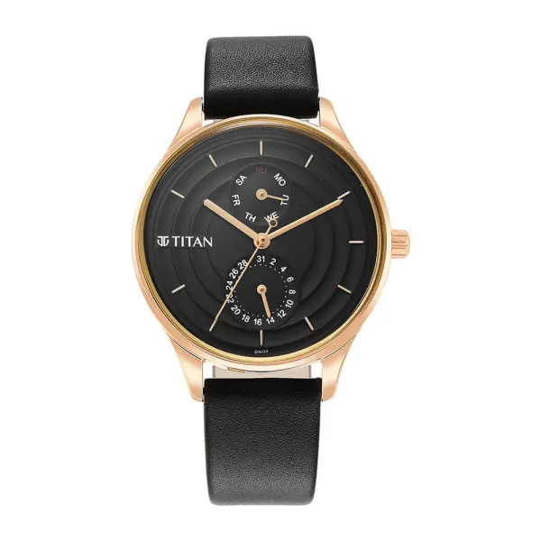 Titan Neo Workdays Black Dial Multi Leather Strap watch for Women - Image 2