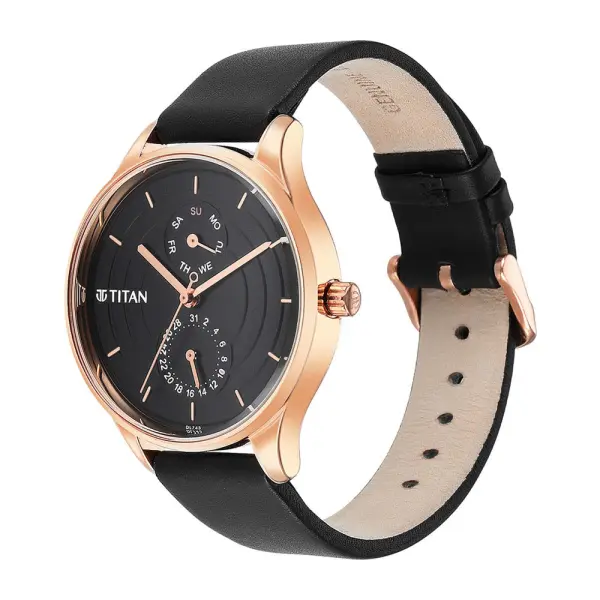 Titan Neo Workdays Black Dial Multi Leather Strap watch for Women - Image 4