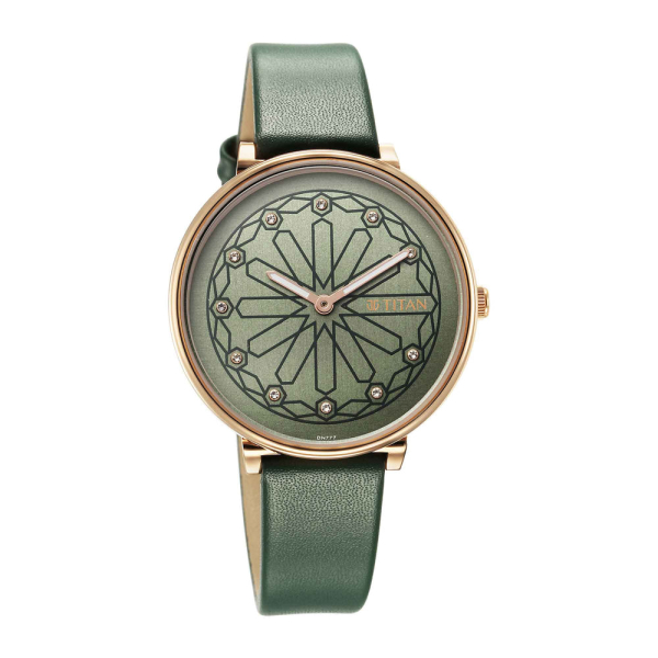 Titan Marhaba Silverwhite Dial Women Watch With Leather Strap - Image 2
