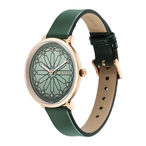 Titan Marhaba Silverwhite Dial Women Watch With Leather Strap - Image 3