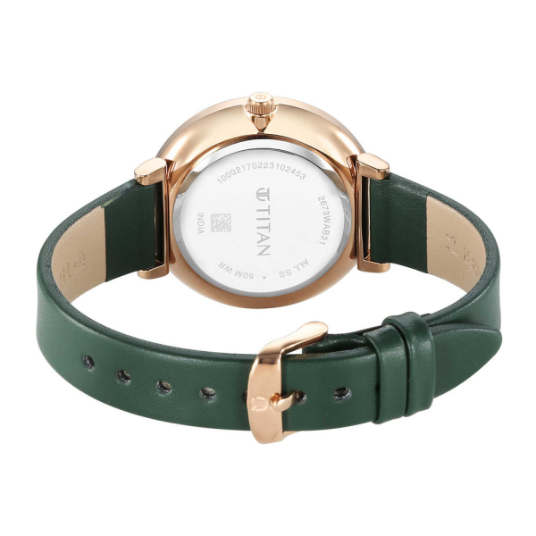 Titan Marhaba Silverwhite Dial Women Watch With Leather Strap - Image 5