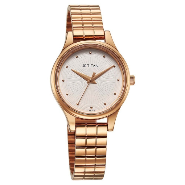 Titan Karishma Quartz Analog Off White Dial Rose Gold Stainless Steel Strap Watch For Women(2679WM02) - Image 2