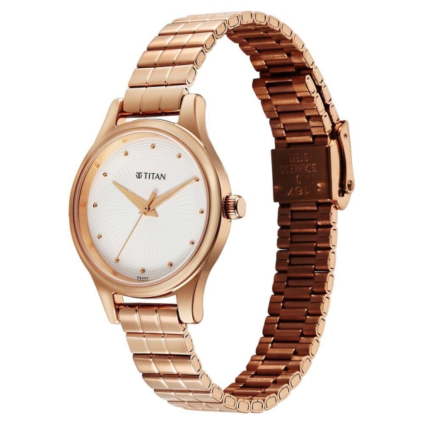 Titan Karishma Quartz Analog Off White Dial Rose Gold Stainless Steel Strap Watch For Women(2679WM02) - Image 3