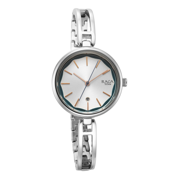 Titan Raga Viva Silver Dial Metal Strap Watch for Women - Image 2