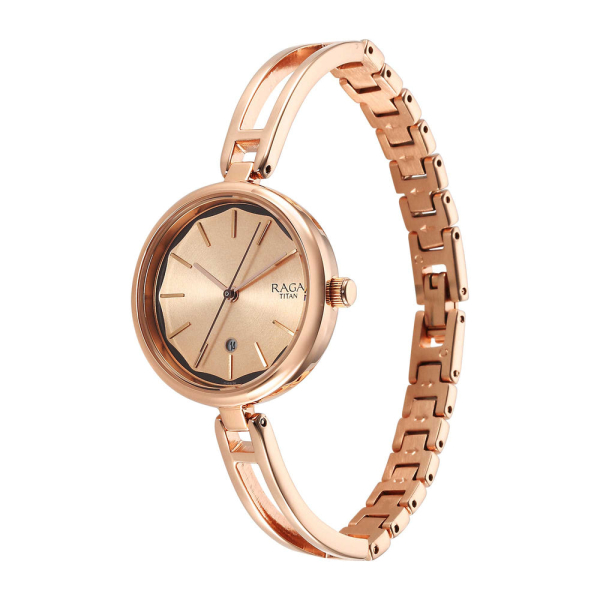 Titan Raga Viva White Dial Analog with Date Metal Strap watch for Women - Image 4